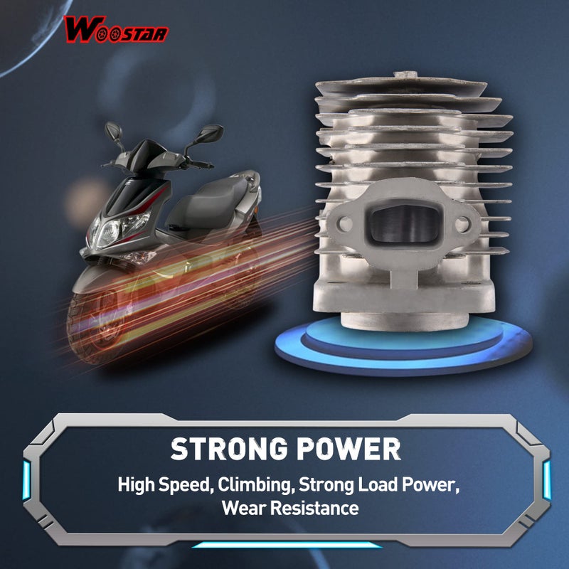 WOOSTAR 44mm Big Bore Cylinder with Piston Ring Kit Replacement for 2 Stroke 43cc 47cc 49cc Scooter Mini Pocket Bike - Image 4
